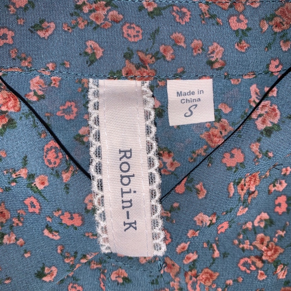 Robin-K Sheer Floral Western Button Down Blouse Sm - Picture 6 of 7